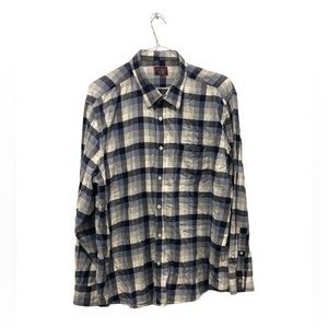 UNTUCKit Men’s Blue Plaid Long‎ Sleeve Button Up Shirt 3XL Regular Cotton Pocket